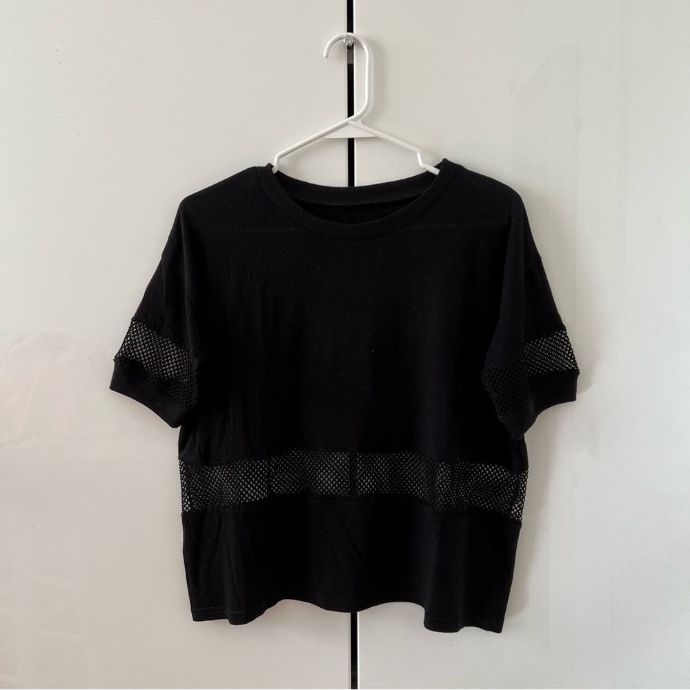 Black Fishnet Cutout Crop Top